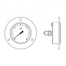 Manometro con flangia e attacco posteriore 1/4